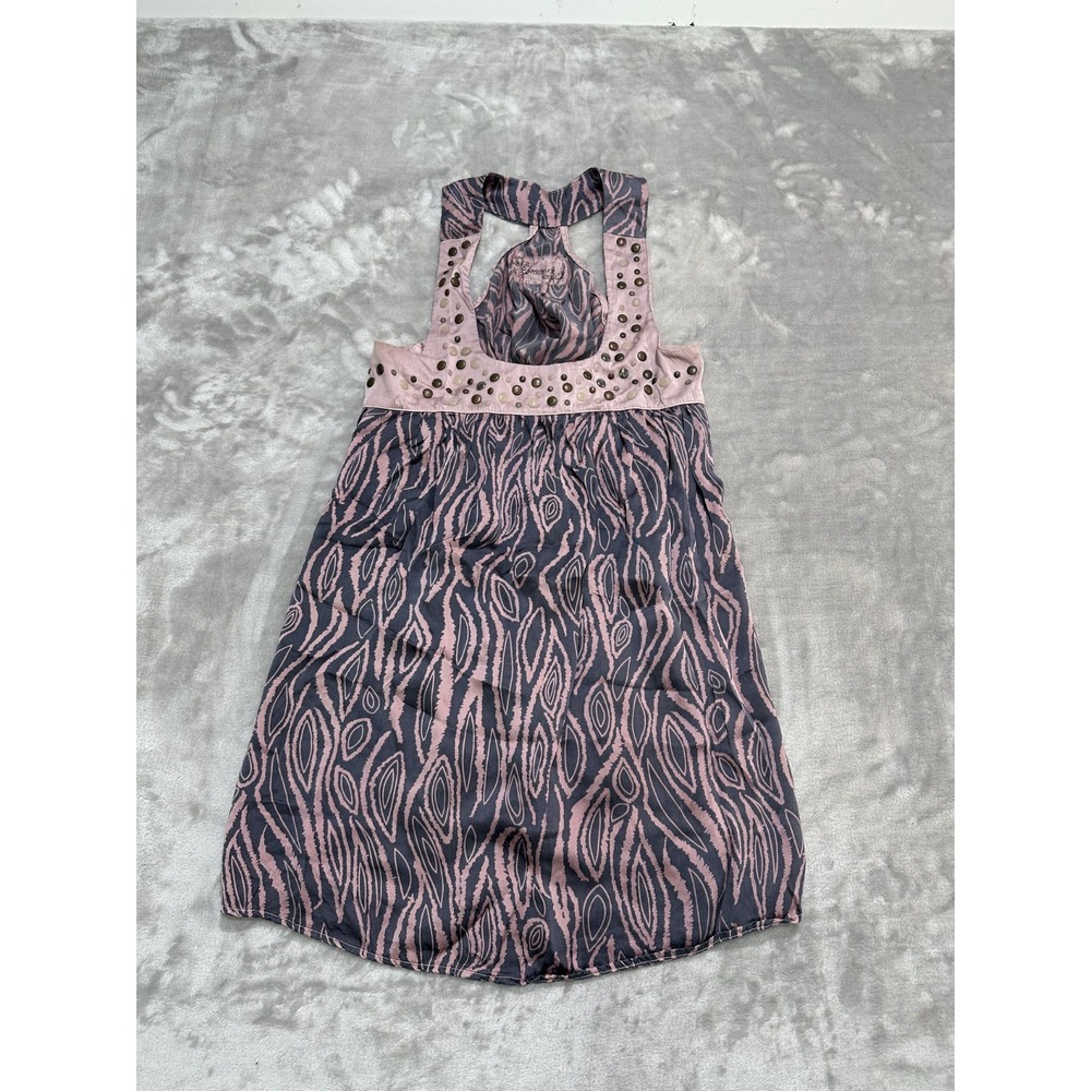 Lovestruck Top Women's Size Small Pink Blue Beaded Sleeveless Sheer‎ EUC